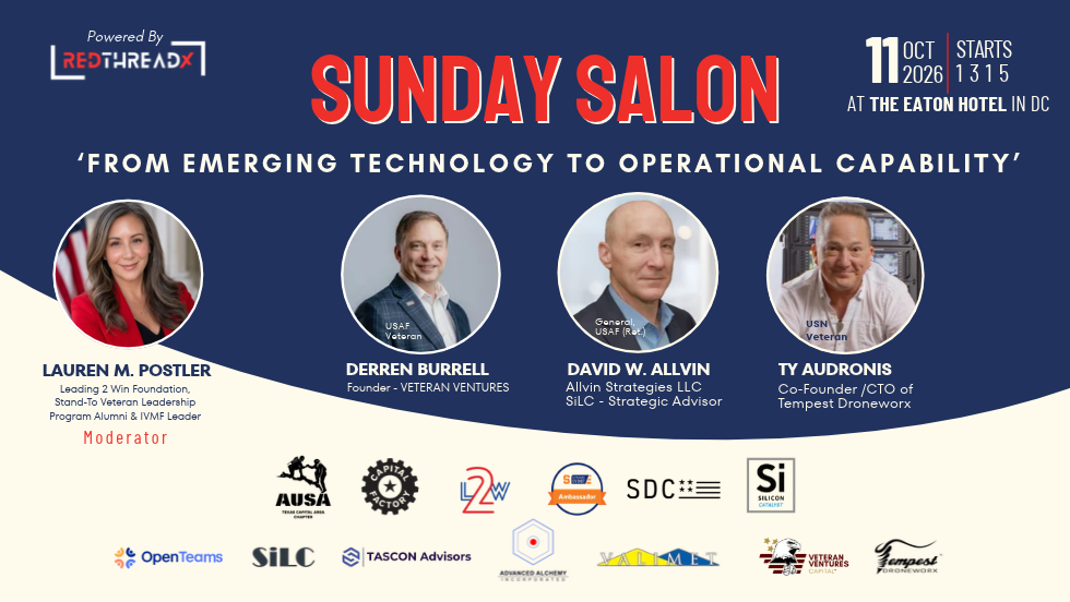 From Emerging Technology to Operational Capability with Lauren Postler, Derren Burrell, David Allvin, and Ty Audronis. October 11 at 1:15 p.m., Eaton Hotel DC.