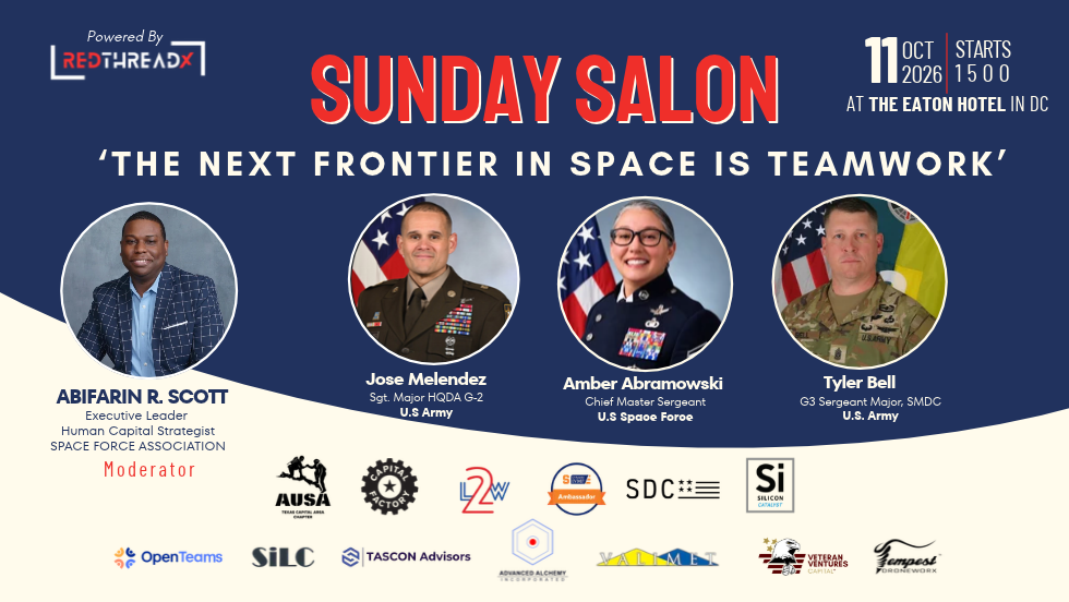 The Next Frontier in Space Is Teamwork with Jose Melendez, Amber Abramowski, and Tyler Bell, moderated by Abifarin R. Scott. October 11, 2026 at 3:00 p.m., Eaton Hotel DC.