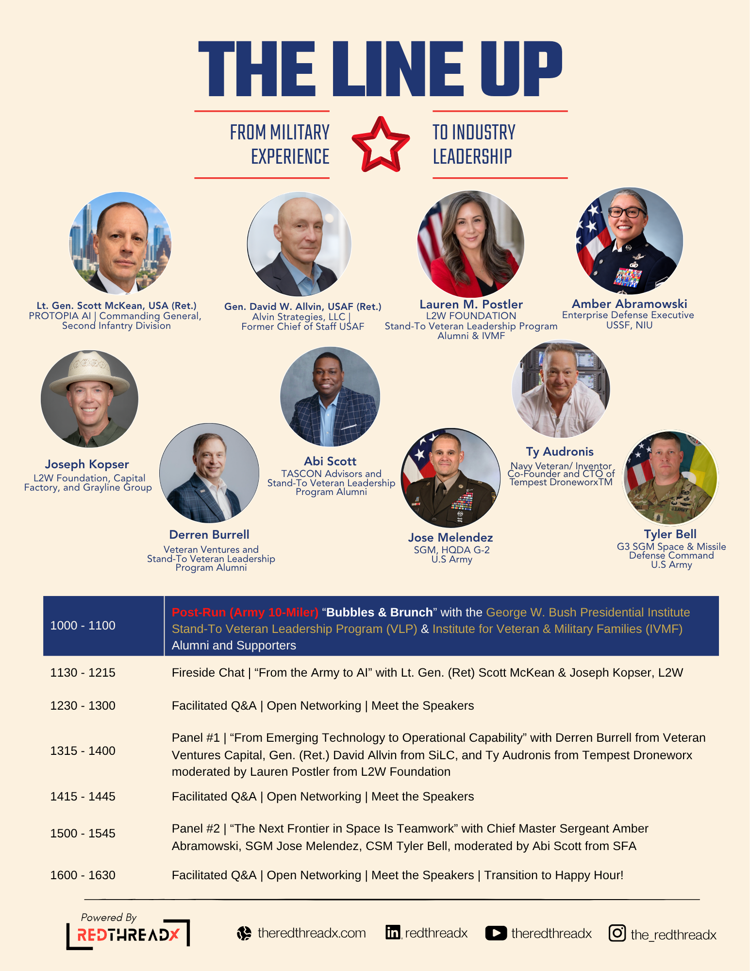 AUSA 2026 Sunday Salon program listing the day’s speakers and schedule