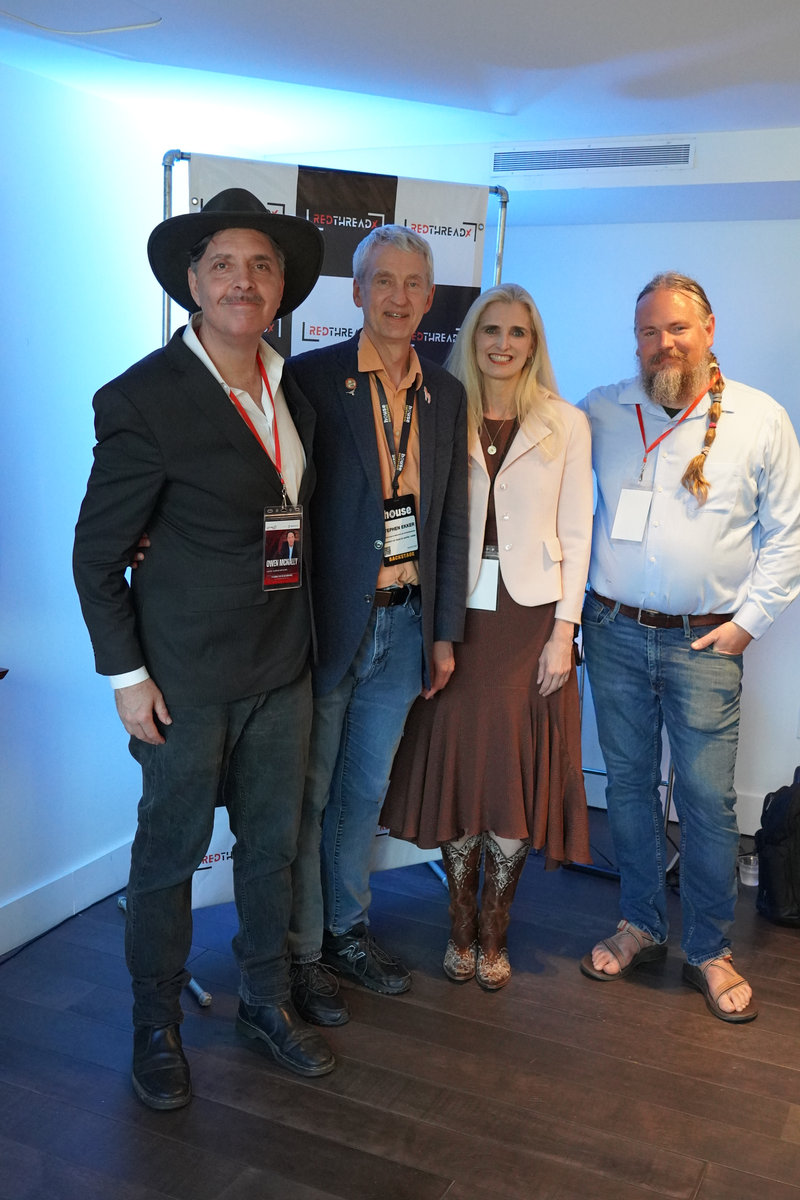Four guests in front of the RedThread X backdrop at the RedThread X House, SXSW 2026